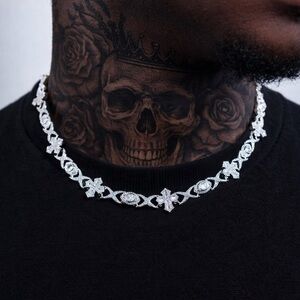 Silver cross  Link Necklace 18inch  - Men's Accessories